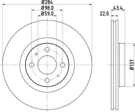 HELLA 8DD 355 102-381 - Disque de frein cwaw.fr