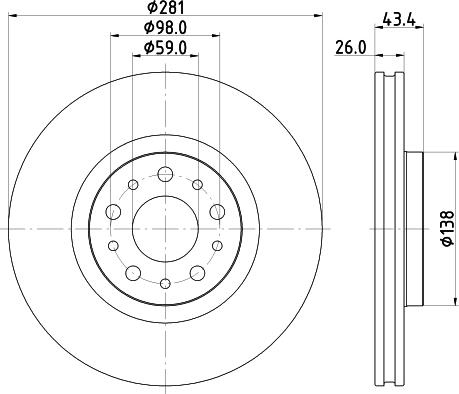 HELLA 8DD 355 132-131 - Disque de frein cwaw.fr