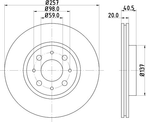 HELLA 8DD 355 124-621 - Disque de frein cwaw.fr