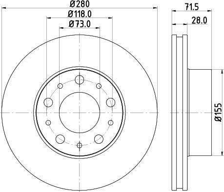 HELLA 8DD 355 126-831 - Disque de frein cwaw.fr