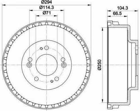 HELLA 8DT 355 300-931 - Tambour de frein cwaw.fr