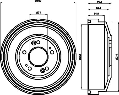 HELLA 8DT 355 300-871 - Tambour de frein cwaw.fr