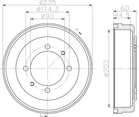 HELLA 8DT 355 301-061 - Tambour de frein cwaw.fr