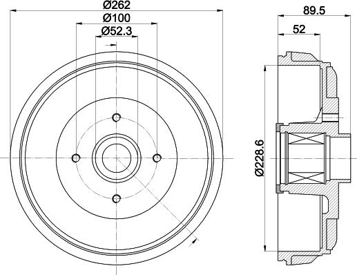 HELLA 8DT 355 303-411 - Tambour de frein cwaw.fr