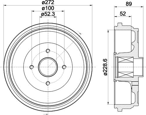 HELLA 8DT 355 303-111 - Tambour de frein cwaw.fr