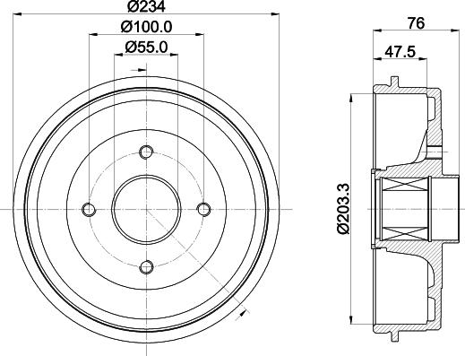 HELLA 8DT 355 303-321 - Tambour de frein cwaw.fr