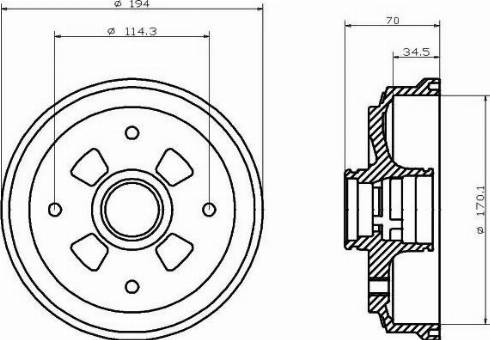 HELLA 8DT 355 302-001 - Tambour de frein cwaw.fr