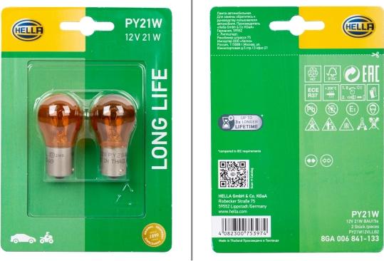 HELLA 8GA006841-133 - Ampoule, feu clignotant cwaw.fr