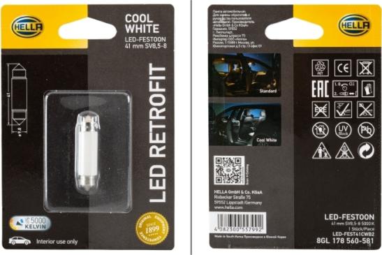 HELLA 8GL 178 560-581 - Ampoule, éclairage intérieur cwaw.fr