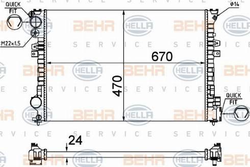 HELLA 8MK 376 719-235 - Radiateur, refroidissement du moteur cwaw.fr