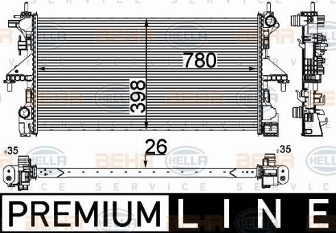 HELLA 8MK 376 733-561 - Radiateur, refroidissement du moteur cwaw.fr