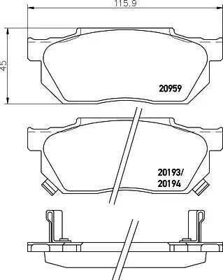 HELLA PAGID 8DB 355 005-641 - Kit de plaquettes de frein, frein à disque cwaw.fr