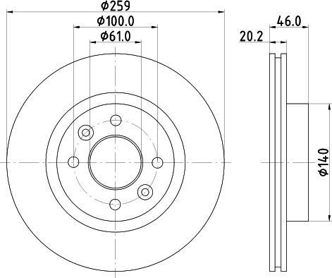 HELLA PAGID 8DD 355 101-281 - Disque de frein cwaw.fr