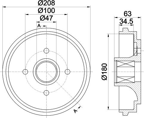 HELLA PAGID 8DT 355 300-991 - Tambour de frein cwaw.fr