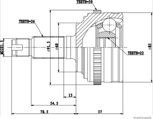 Herth+Buss Jakoparts J2824142 - Jeu de joints, arbre de transmission cwaw.fr