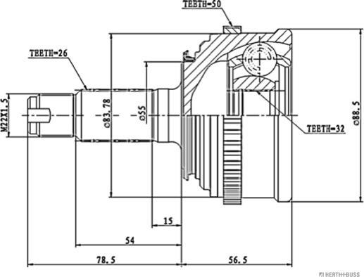 Herth+Buss Jakoparts J2824120 - Jeu de joints, arbre de transmission cwaw.fr