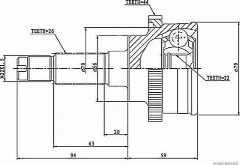 Herth+Buss Jakoparts J2820301 - Jeu de joints, arbre de transmission cwaw.fr