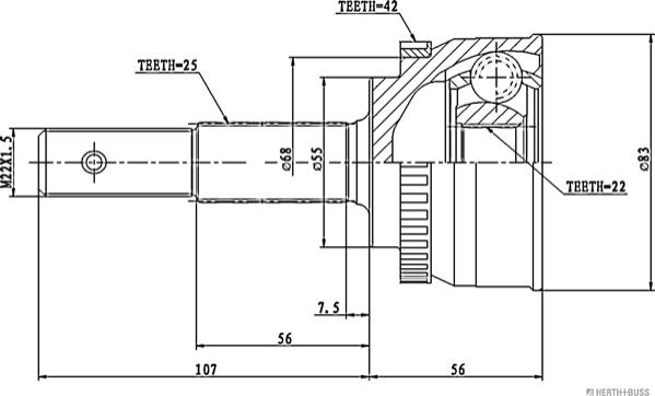 Herth+Buss Jakoparts J2821128 - Jeu de joints, arbre de transmission cwaw.fr