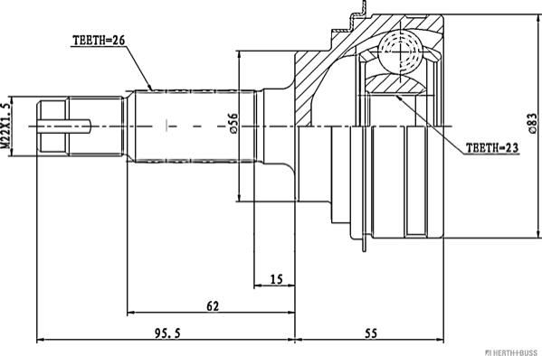 Herth+Buss Jakoparts J2822000 - Jeu de joints, arbre de transmission cwaw.fr