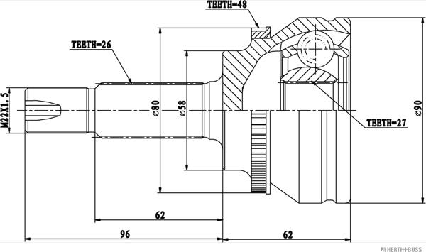 Herth+Buss Jakoparts J2822140 - Jeu de joints, arbre de transmission cwaw.fr