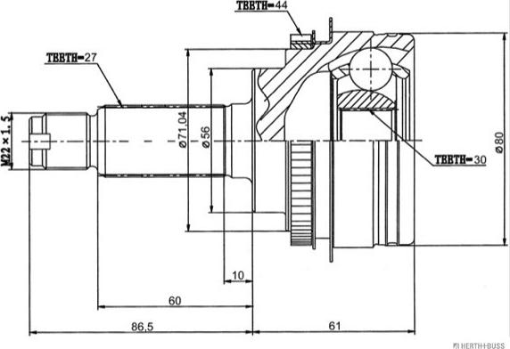 Herth+Buss Jakoparts J2827124 - Jeu de joints, arbre de transmission cwaw.fr