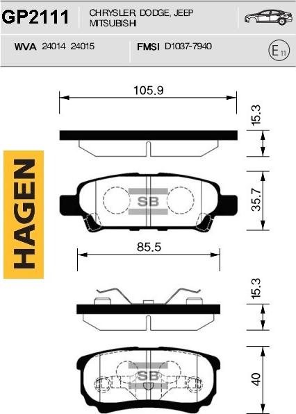 Hi-Q GP2111 - Kit de plaquettes de frein, frein à disque cwaw.fr