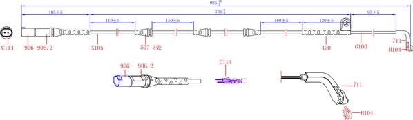 Hi-Q SWS1619 - Contact d'avertissement, usure des plaquettes de frein cwaw.fr