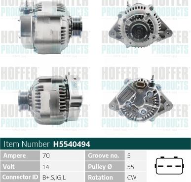 Hoffer H5540494 - Alternateur cwaw.fr