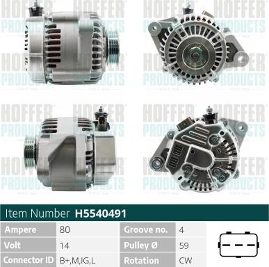 Hoffer H5540491 - Alternateur cwaw.fr