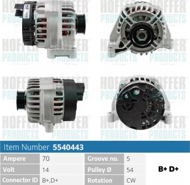 Hoffer H5540443 - Alternateur cwaw.fr