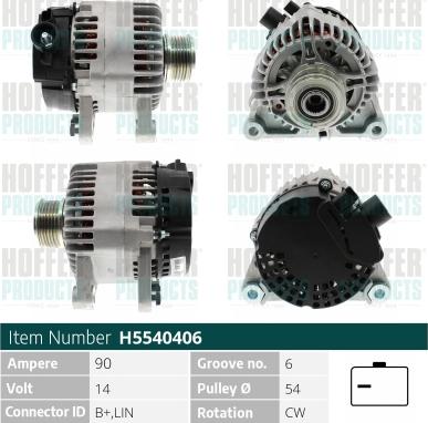 Hoffer H5540406 - Alternateur cwaw.fr