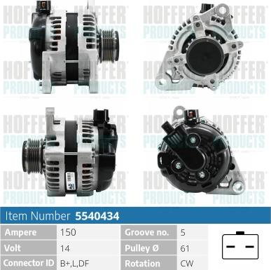 Hoffer H5540434 - Alternateur cwaw.fr