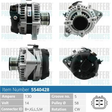 Hoffer H5540428 - Alternateur cwaw.fr