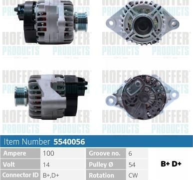 Hoffer H5540056 - Alternateur cwaw.fr