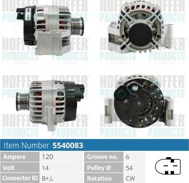 Hoffer H5540083 - Alternateur cwaw.fr