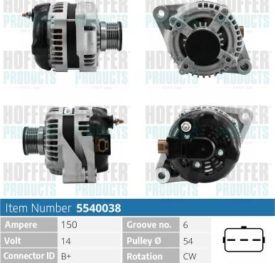 Hoffer H5540038 - Alternateur cwaw.fr