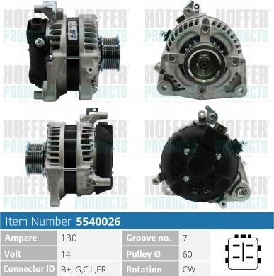 Hoffer H5540026 - Alternateur cwaw.fr