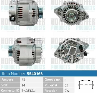 Hoffer H5540165 - Alternateur cwaw.fr