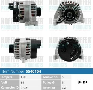 Hoffer H5540104 - Alternateur cwaw.fr