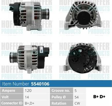 Hoffer H5540106 - Alternateur cwaw.fr