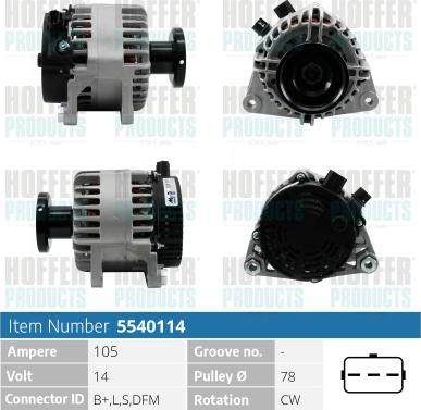 Hoffer H5540114 - Alternateur cwaw.fr