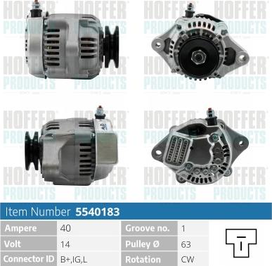 Hoffer H5540183 - Alternateur cwaw.fr