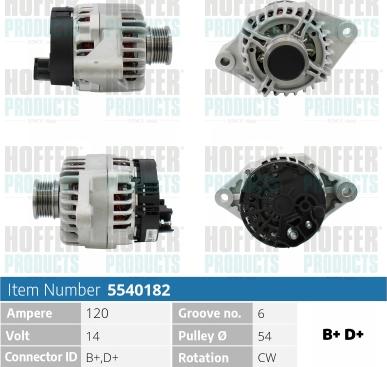 Hoffer H5540182 - Alternateur cwaw.fr