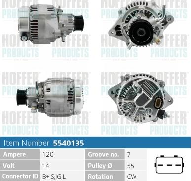 Hoffer H5540135 - Alternateur cwaw.fr