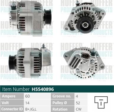 Hoffer H5540896 - Alternateur cwaw.fr