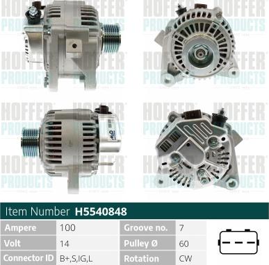 Hoffer H5540848 - Alternateur cwaw.fr