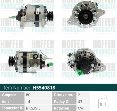 Hoffer H5540818 - Alternateur cwaw.fr