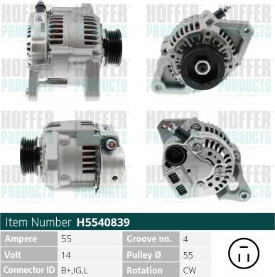 Hoffer H5540839 - Alternateur cwaw.fr