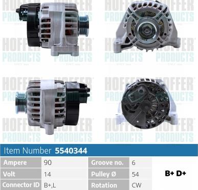 Hoffer H5540344 - Alternateur cwaw.fr