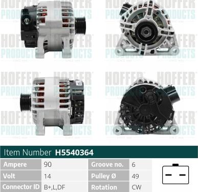 Hoffer H5540364 - Alternateur cwaw.fr